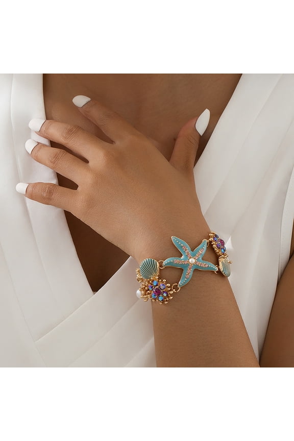 Beach Ocean Starfish Shanhu Bracelet Rhinestone Bracelet For Girls