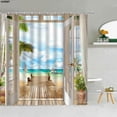thumbnail image 1 of Beach Ocean Sunset Landscape Shower Curtain Starfish Shell Trestle Forest Flower Fabric Bathroom Supplies Hanging Curtains Decor, 1 of 4