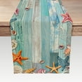 thumbnail image 1 of Beach Ocean Theme Blue Summer Dining Table Runner 73 inches Long, Rustic Vintage Wood Shell Starfish Linen Dining Table Runner for Everyday Use 13X48IN, 1 of 5