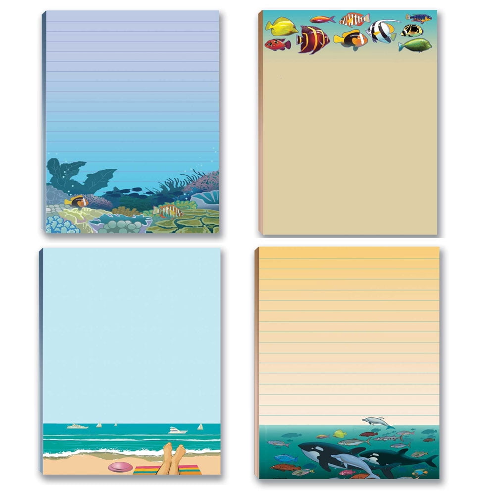 Beach \u0026 Ocean Theme Pads - 4 Assorted Note Pads