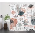 thumbnail image 1 of Beach Ocean Theme Shower Curtain, Nautical Coastal Tropical Fish Ocean Animal Shower Curtains for Bathroom Decoration, Fun Turquoise Gray Restroom Accessories with 12 Hooks 72X72 Inches, 1 of 6