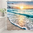 thumbnail image 1 of Beach Ocean Themed Cloth Fabric Decorative Shower Curtain Sets for Bathroom Sunrise Sunset View Scene 72x72 Inch Hawaii Seashore Summer Coastal Seaside Seascape 12 Hooks Waterproof BB-JWXP, 1 of 6