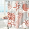 thumbnail image 1 of Beach Ocean Themed Shower Curtain, Coral Cute Nautical Coastal Shower Curtains for Bathroom Decor, Summer Tropical Seashell Starfish Coral Fabric Shower Curtain Set with Hooks, 72x72, 1 of 6