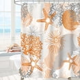 thumbnail image 1 of Beach Ocean Themed Shower Curtain, Orange Cute Nautical Coastal Shower Curtains for Bathroom Decor, Summer Tropical Seashell Starfish Coral Fabric Shower Curtain Set with Hooks, 72x72, 1 of 6