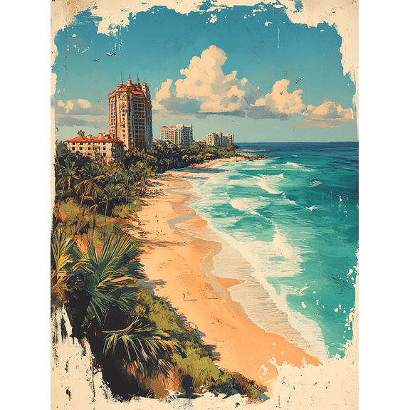 Beach Ocean View Coastal Scene Canvas Print/Wall Art Suitable for Living Room Bedroom Bathroom Office and Hotel Decoration