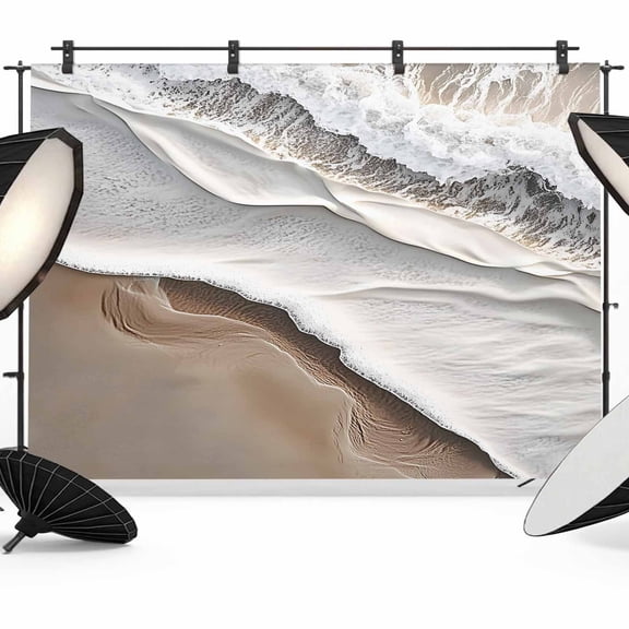 Beach Ocean Wave Backdrop for Photography, Abstract Art Coastal Brown Gradient Photo Backdrop Portrait Background Party Banner Photo Backgrounds for Studio Booth Props, 12x8ft