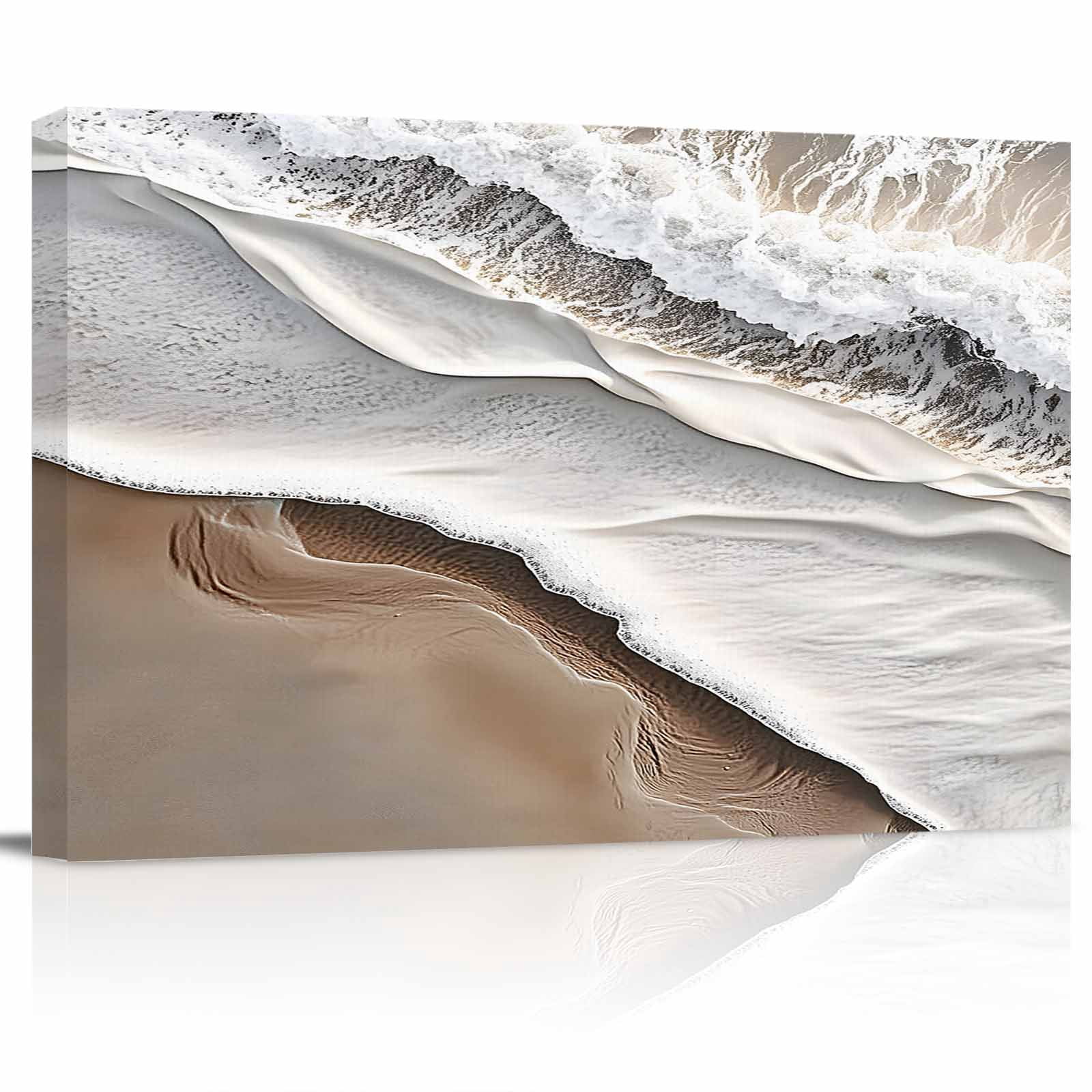 Beach Ocean Wave Canvas Print Wall Art Abstract Art Coastal Brown ...