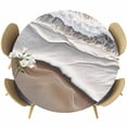 thumbnail image 1 of Beach Ocean Wave Round Fitted Table Cover Abstract Art Coastal Brown Gradient Waterproof Table Cloth with Elastic Edge Wipeable Tablecloth for Picnic Camping Party Fits 55"-60" Diameter, 1 of 8