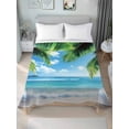thumbnail image 1 of Beach Ocean Waves Full Size Flat Sheet, Wrinkleproof & Fadeproof Cooling Flat Bed Sheet Only, Summer Tropical Palm Tree Leaves Breathable Soft Bedding Top Sheets 81 x 96 Inches, 1 of 8