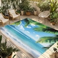 thumbnail image 1 of Beach Ocean Waves Outdoor Rug 4x6 Ft - Reversible Patio Rug Outdoor Camping Rugs, Summer Tropical Palm Tree Leaves Washable Indoor Outdoor Area Rugs, Non-Slip Outdoor Carpet Runner for Deck/Porch, 1 of 8