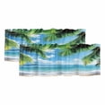 thumbnail image 1 of Beach Ocean Waves Valances for Windows, Summer Tropical Palm Tree Leaves Light Filtering Kitchen Curtains, Rod Pocket Window Valance Curtains for Living Room Bedroom, 60" W x 18" L, 2 Panels, 1 of 9