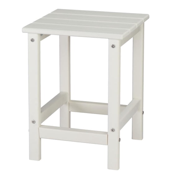 Beach Outdoor Side Table with 2 Layer Storage, Plastic Waterproof and UV Resistant HDPE Adirondack Coffee End Tables, All Weather for Patio, Backyard, Pool, Indoor Use,White