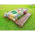 thumbnail image 1 of Beach Outdoor Tablecloth, Summer Icons Trees Bikini Glasses Umbrella Starfish Watermelon Abstract Vacation, Decorative Washable Fabric Picnic Tablecloth, 58 X 120 Inches, Multicolor, by Ambesonne, 1 of 2