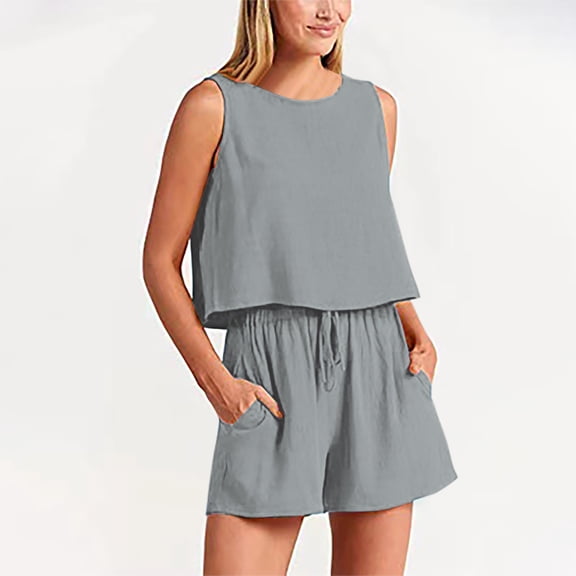 Beach Outfits For Women Two Piece Sets Summer Casual Trendy Shorts Matching Sets Sleeveless Beach Vacation Outfits, Limited Time Offer