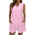 thumbnail image 1 of Beach Outfits for Women 2025 Vacation, Moisture Wicking Sleepwear Tank & Shorts Vacation Pajama Set Elastic Waist Women's Cruise Wear Loungewear Walmart Exclusive Summer Pink Xxl, 1 of 4