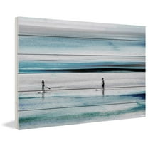 "Beach Paddling" Painting Print on White Wood