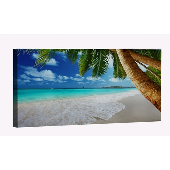 Beach Palm Canvas Art Beach Sunset Picture Wall Art Beach Landscape Framed Painting Wall Decor For Home Office Bedroom Reeady to Hang