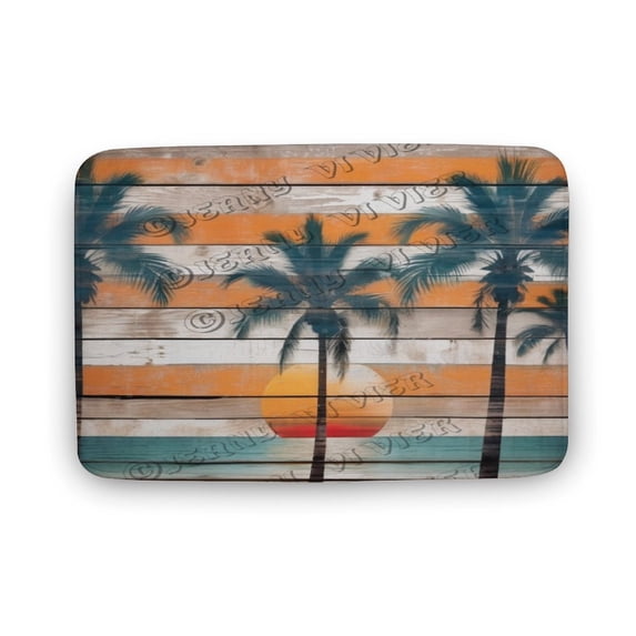 Beach Palm Sunset Pattern Bath Mat,Plush Bathroom Decor Mat with Non Slip Backing,Bath Rugs for Bathroom, Great for Bath, Shower, Bedroom, Kitchen, Office or Door Mats 16"x24"