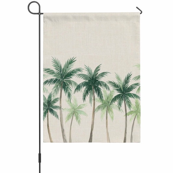 Beach Palm Tree House Flags For Outdoor, Country Vintage Coastal Green Botanical Tree Small Double Side Yard Flags Weather Proof House Decor for Lawn Outside Holiday 28 x 40 Inches