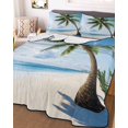 thumbnail image 1 of Beach Palm Tree King Size Down Alternative Comforter, Lightweight Comforter Quilt Bedding Set with Pillow Shams Ocean Coastal Sky Nature Scenery All Seasons Bed Comforter Duvet Insert 96"x106", 1 of 7