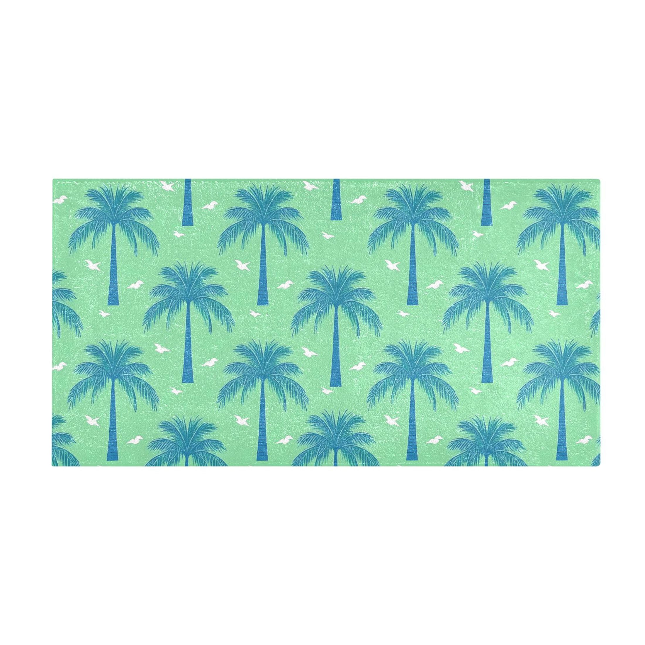 Beach Palm Tree Pattern Bath Mat 39x20 Inch Soft Absorbent Non-Slip ...