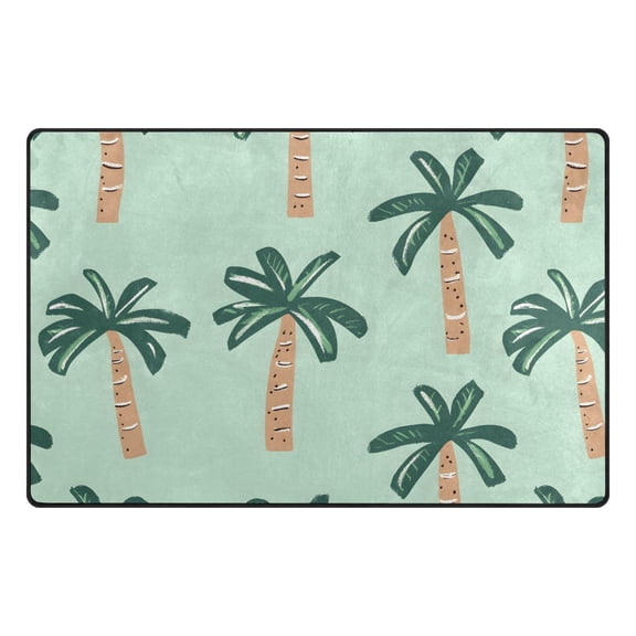 Beach Palm Tree Pattern Memory Foam Area Rug 31"x20" Non Slip, Absorbent, Fade Proof for Living Room, Bedroom, Office