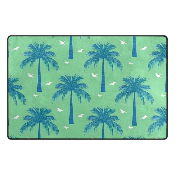 Beach Palm Tree Pattern Memory Foam Area Rug 60"x39" Non Slip, Absorbent, Fade Proof for Living Room, Bedroom, Office
