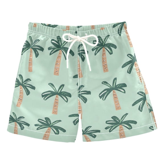 Beach Palm Tree Pattern Swim Trunks Quick Dry Beach Pool Board Shorts Lightweight Stylish Print Sizes 2T to XL