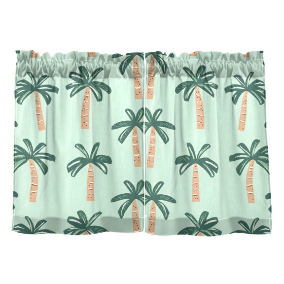 Beach Palm Tree Pattern Tier Curtains Tier Kitchen Living Room Bedroom Balcony 2 Panels 27x36 Inch