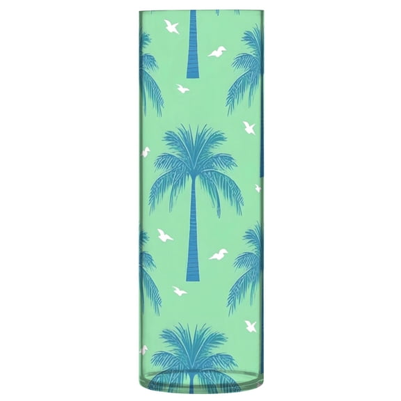 Beach Palm Tree Pattern Vase Flower Vase Clear Unbreakable Plastic Tall Decorative 11.8in