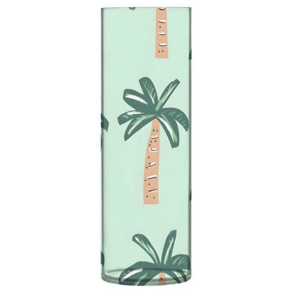 Beach Palm Tree Pattern Vase Flower Vase Clear Unbreakable Plastic Tall Decorative 11.8in