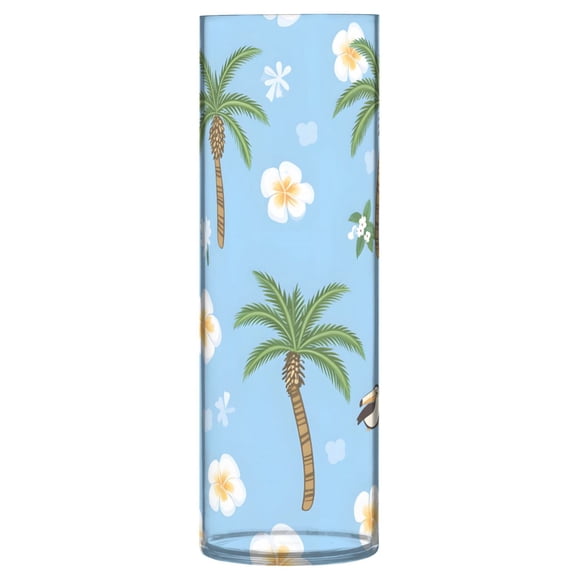 Beach Palm Tree Pattern Vase Flower Vase Clear Unbreakable Plastic Tall Decorative 11.8in