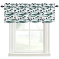 Wave Power Rods Beach Palm Tree Rod Pocket Curtain Valance, Green Coastal Tropical ...