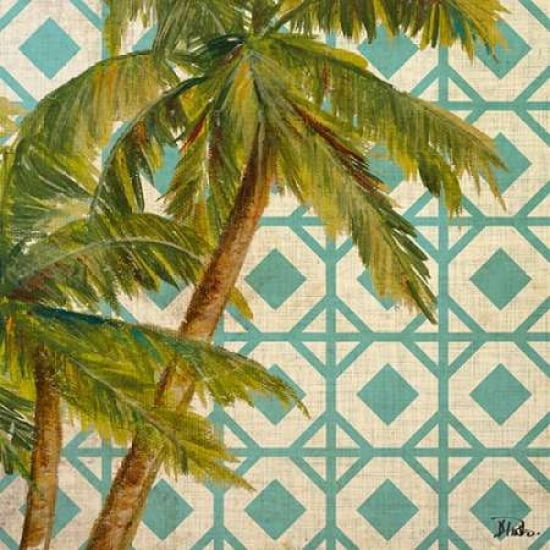 Beach Palm Turquoise Pattern I Canvas Art - Patricia Pinto (24 x 24)