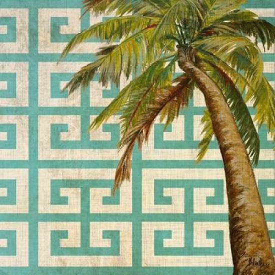 Beach Palm Turquoise Pattern II Canvas Art - Patricia Pinto (24 x 24)