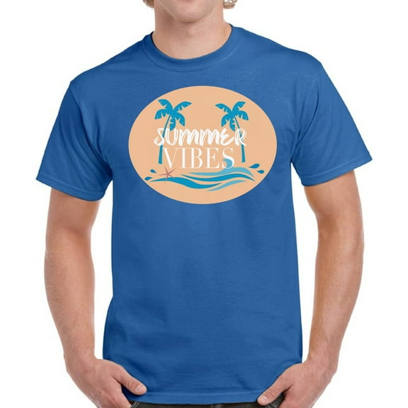 Beach Palms Summer Vibes T-Shirt for Men - S M L XL 2XL 3XL 4XL 5XL Graphic Tee - Summer Clothes Collection Vacation Shirt Mens