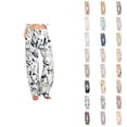 thumbnail image 1 of Beach Pants for Women 2026 Spring Summer Floral Print Elastic Waist Wide Leg Loose Linen Baggy Pants with Pockets, 1 of 6