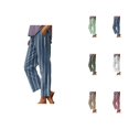 thumbnail image 1 of Beach Pants for Women 2026 Spring Summer Striped Elastic Waist Straight Leg Cotton Linen Cropped Pants with Pockets, 1 of 6