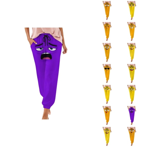 Beach Pants for Women Funny Print Lightweight Elastic Waist Straight Leg Sweatpants with Pockets Casual Trousers