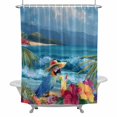 thumbnail image 1 of Beach Parrot Bathroom Shower Curtain, Summer Beach Ocean Tropical Plant Waterproof Washable Soft Bath Curtain for Bathtub Decor with 12 Hooks&Grommet, 72x72 Inch, 1 of 9