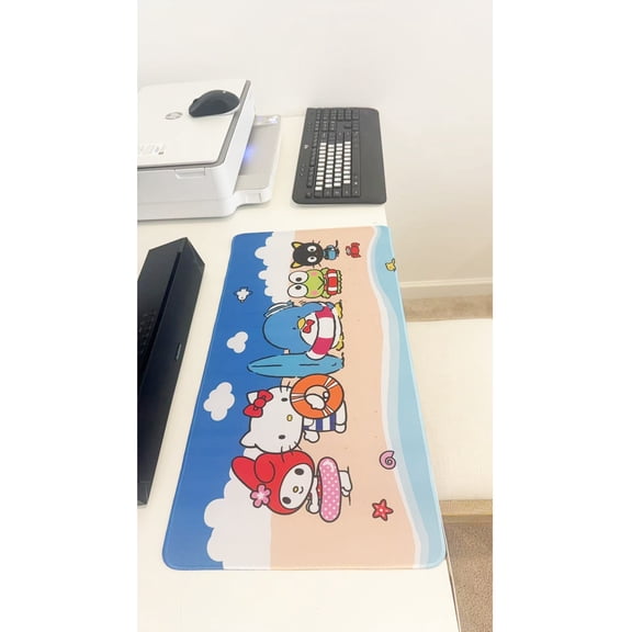 Beach Party Cartoon Large Desk Mat, Cute Non-Slip Mouse Pad