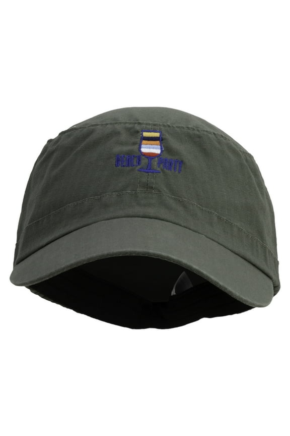 Beach Party Embroidered Big Size Fitted Ripstop Cotton Military Army Cap - Olive 2XL-3XL
