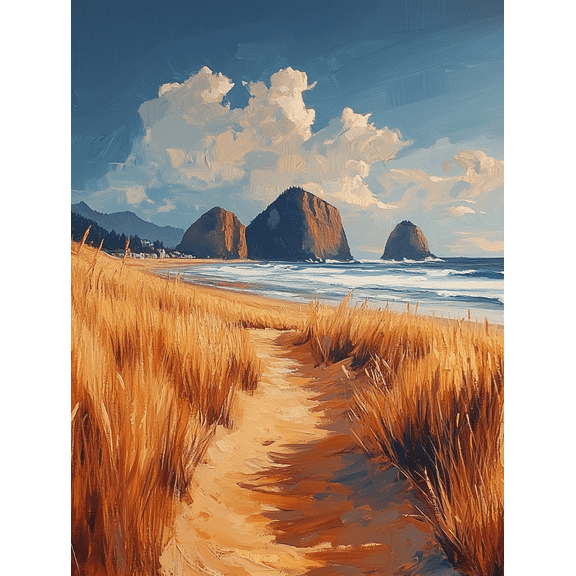 Beach Path and Ocean Canvas Art Print Perfect for Living RoomOffice and Hotel Decoration.