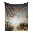 thumbnail image 1 of Beach Pathway Soft Flannel Fleece Blanket, Walkway Leading to Beach Scene Tranquil Misty Dusk Evening Photograph Print, Cozy Plush for Indoor and Outdoor Use, 50" x 70", Multicolor, by Ambesonne, 1 of 5