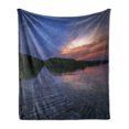 thumbnail image 1 of Beach Pathway Soft Flannel Fleece Blanket, Wooden Bridge on Sea at Sunset in Laem Phak Bia Ban Laem Phetchaburi Thailand, Cozy Plush for Indoor and Outdoor Use, 70" x 90", Multicolor, by Ambesonne, 1 of 5