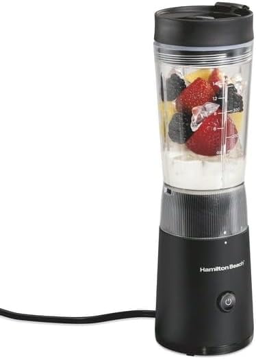 Black Stainless Steel Single Serve Countertop Blender with 14-oz Jar