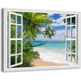 thumbnail image 1 of Beach Pictures Canvas Wall Art Fake Open Window Ocean Seagull Birds Blue Natural Scene Landscape for Living Room Decor, 1 of 6