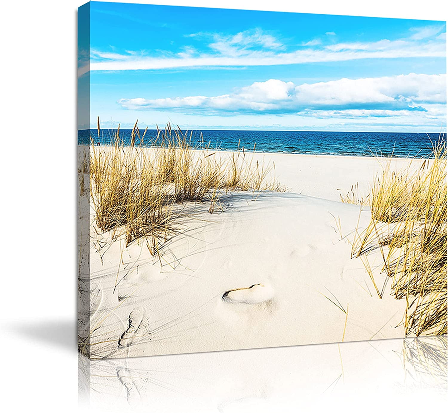 14'' x 14'' Blue and White Coastal Canvas Print