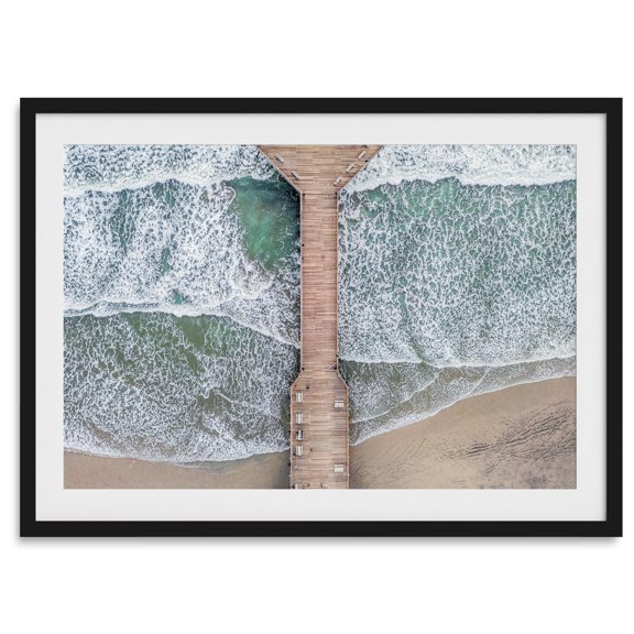 Beach Pier Fine Art Photography Print Landscape Ocean Surf Wall Art Aerial Beach For Home Decor