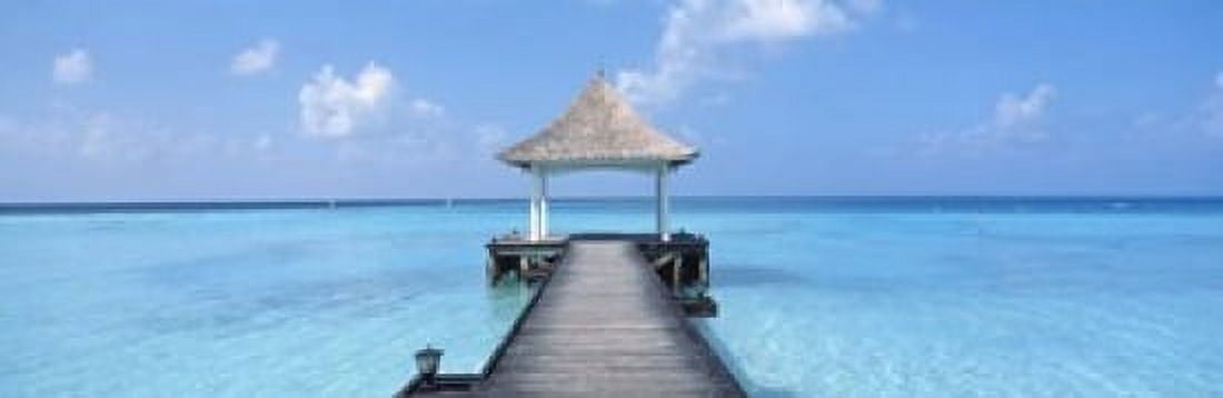 Beach & Pier The Maldives Canvas Art - Panoramic Images (18 x 6)